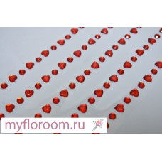 Стразы "Сердечки с бусиной" D5мм (135шт) красные (2133)