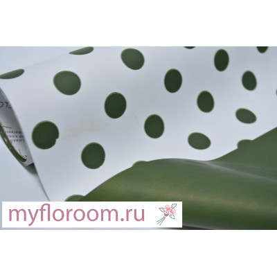 Матовая пленка "Горох" 50см*10м белая-оливковая (6220)