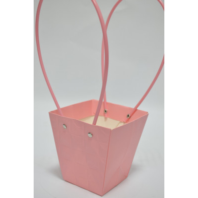 Плайм-пакет с рельефным рисунком "Трапеция" (12см*12см*8см) розовая пудра (5483)