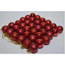 Набор шаров D3см в тубе микс (пластик) красный (36шт) (4091)