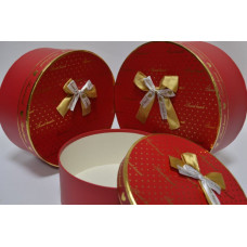 Набор шляпных коробок "Sweet heart" (3шт) D24см*Н11см / D22см*Н9см / D19см*Н8см красный (0625)