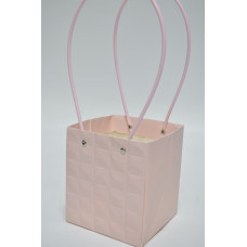 Плайм-пакет с рельефным рисунком "Квадрат" 13см*15см*13см нежно-розовый (9970)