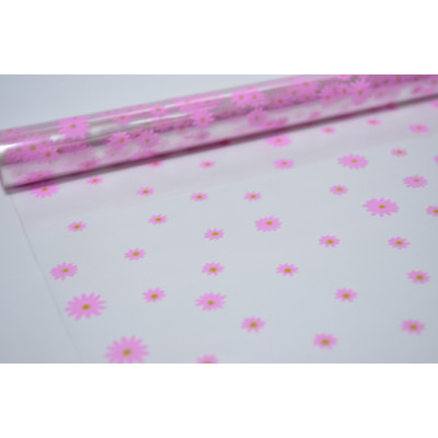 Плёнка 70см*10м "Маргаритки" розово-салатовая (4001)