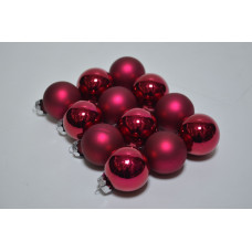 Набор шаров D3см в тубе микс (стекло) темно-розовый (12шт) (3223)