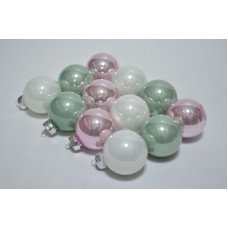 Набор шаров D4см в тубе микс (стекло) зеленый-белый-розовый (12шт) (3377)