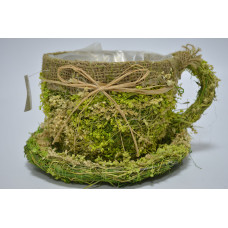 Кашпо "Чашка" из травы D15см H14см зеленое (2365)