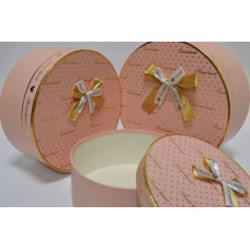 Набор шляпных коробок "Sweet heart" (3шт) D24см*Н11см / D22см*Н9см / D19см*Н8см розовый (0618)