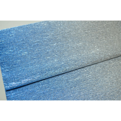 Гофрированная бумага металл 50см*2,5м (Италия) 802/2 синяя-серебро (0227)