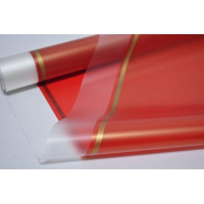 Пленка матовая "Золотой кант" 60см*10м красная (5976)