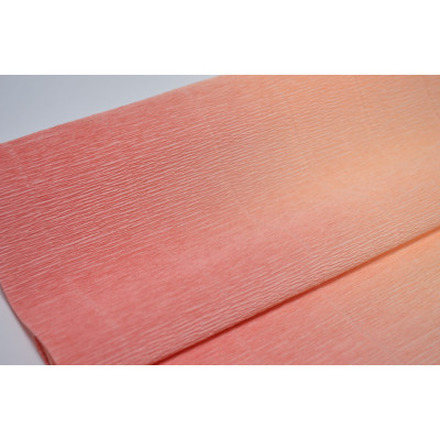 1-10 Гофрированная бумага с переходом 50см*2,5м (Италия) 17А7 нежно-персиковая / розовая (1703)