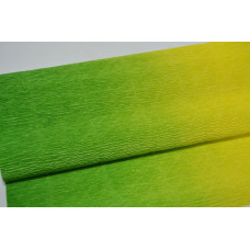 Гофрированная бумага с переходом 50см*2,5м (Италия) 600/5 зеленая / желтая (0052)