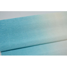 Гофрированная бумага с переходом 50см*2,5м (Италия) 600/2 голубая / белая (0021)