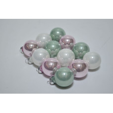 Набор шаров D3см в тубе микс (стекло) зеленый-белый-розовый (12шт) (3230)