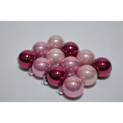 Набор шаров D3см в тубе микс (стекло) розовый-вишня (12шт) (3209)