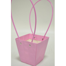 Плайм-пакет с рельефным рисунком "Трапеция" (12см*12см*8см) розовый (5483)