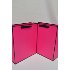Сумка-люкс однотонная 20см*28см*10см ярко-розовая с чёрным кантом (10шт) (0085)