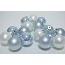 Набор шаров D6см в тубе микс (стекло) голубой-белый (15шт) (3421)