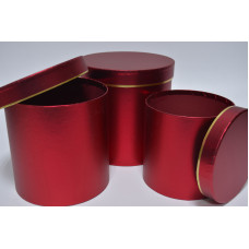 Набор шляпных коробок (3шт) "Красный металл" D19см*Н19см / D17см*Н17см / D15см*Н15см (6760)