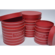 Набор шляпных коробок "CLASSIC" (3шт) D19см Н19см / D17см Н17см / D14см Н14см красный (3422)