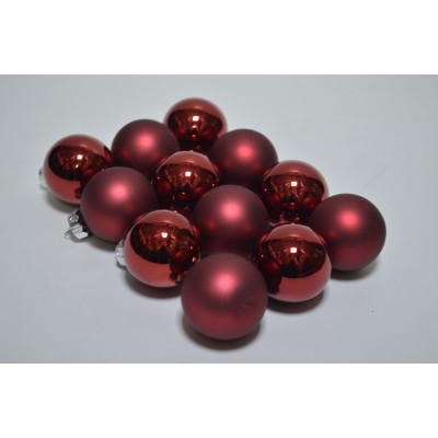 Набор шаров D4см в тубе микс (стекло) темно-красный (12шт) (7872)