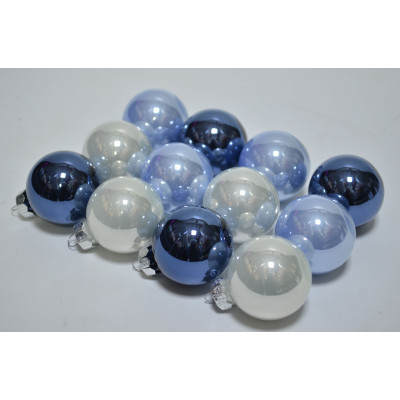 Набор шаров D4см в тубе микс (стекло) синий-белый-голубой (12шт) (8015)
