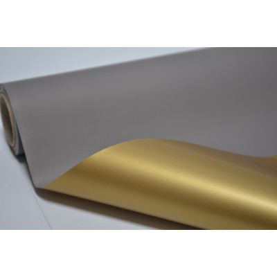 Пленка двухсторонняя матовая-металл (Корея) 58см*10м серая-золото