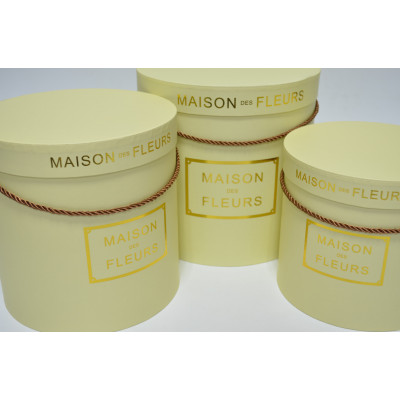 Набор шляпных коробок "Maison des Fleurs" (3шт) D24см*H24см / D22см*Н22см / D20см*Н17см кремовый