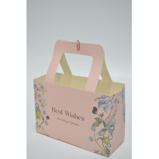 Коробка для цветов "Best Wishes" 20,5см*14см*8см*24см розовая (7030)