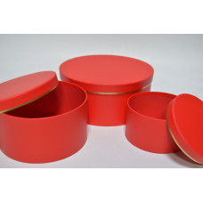 Набор шляпных коробок (3шт) D24см Н11см / D19см Н10см / D14см Н8см красный (6958)