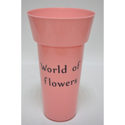 Ваза пластиковая "World of flowers" D20см*Н35см розовая (3604)
