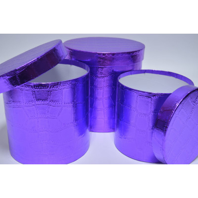 Набор шляпных коробок "Фиолетовый металлик" (3шт) D19см Н19см / D17см Н17см / D15см Н15см (3484)