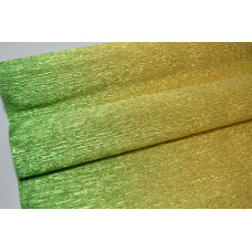 Гофрированная бумага металл 50см*2,5м (Италия) 801/2 зеленая-золото (0128)