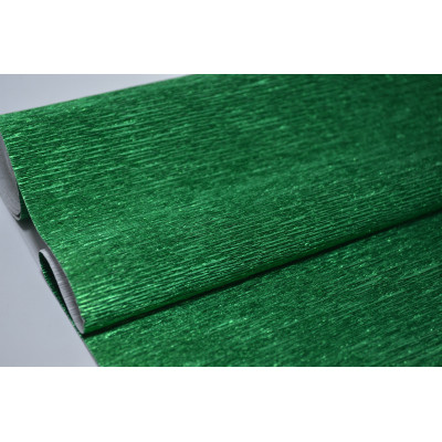 1-40 Гофрированная бумага металл 50см*2,5м (Италия) 804 зеленая (0401)