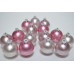 Набор шаров D6см в тубе микс (стекло) розовый-белый (15шт) (3476)