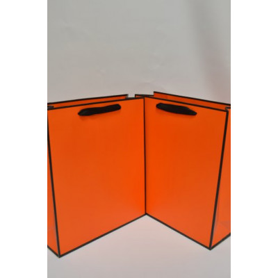 Сумка-люкс однотонная 28см*33см*8см оранжевая с чёрным кантом (10шт) (0177)