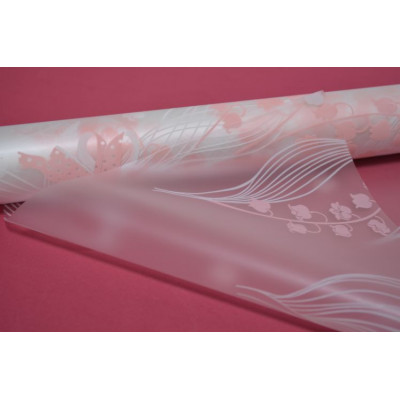 Матовая пленка "Горох" 50см*10м белая-красная (6152)