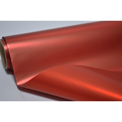 Пленка двухсторонняя матовая-металл (Корея)  60см*9м красная-алая