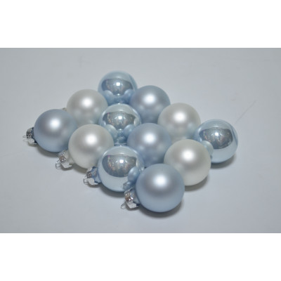 Набор шаров D3см в тубе микс (стекло) бело-голубой (12шт) (3148)