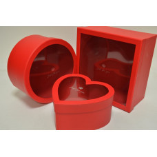 Набор коробок с прозрачной крышкой (3шт) красный (4748)